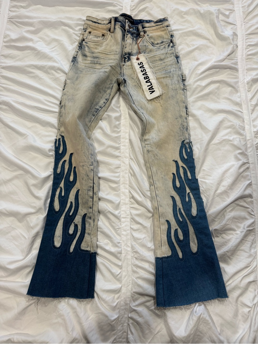 VALABASAS Kids Flame-Panel Light Wash Jeans - Blue/White